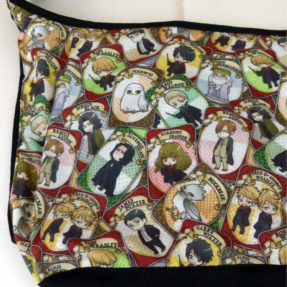 Harry Potter Chibi Card Hobo Bag Shoulder Tote Purse Black Multicolor 18x12